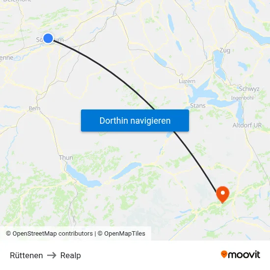 Rüttenen to Realp map