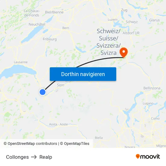 Collonges to Realp map