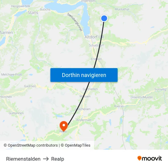Riemenstalden to Realp map