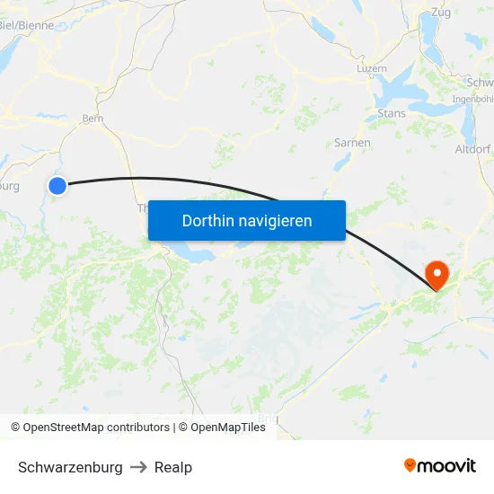 Schwarzenburg to Realp map
