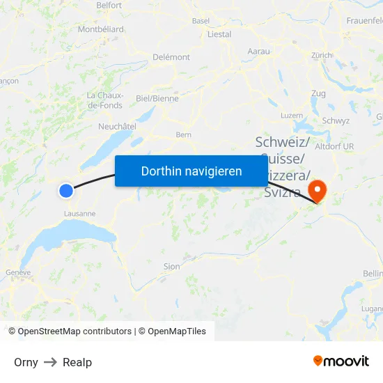 Orny to Realp map