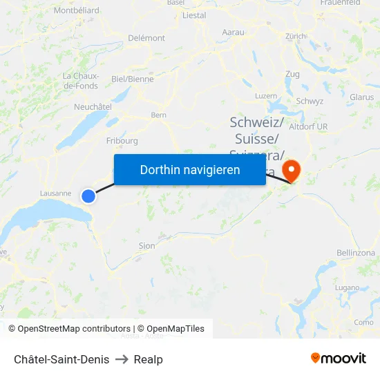Châtel-Saint-Denis to Realp map