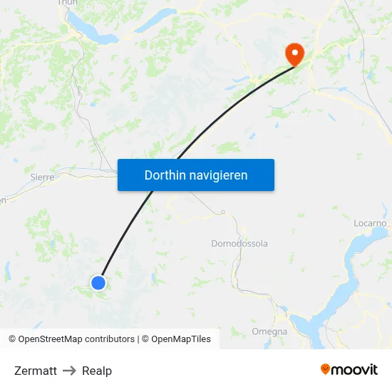 Zermatt to Realp map