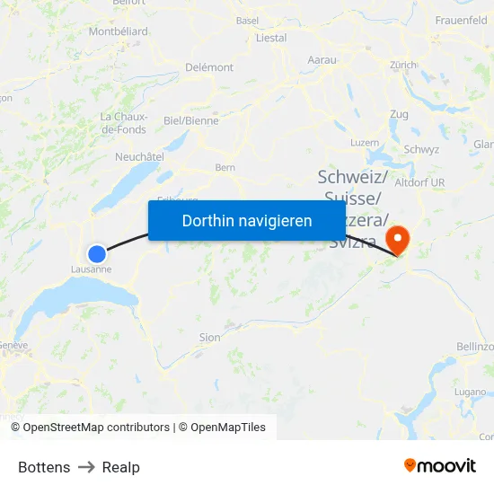 Bottens to Realp map