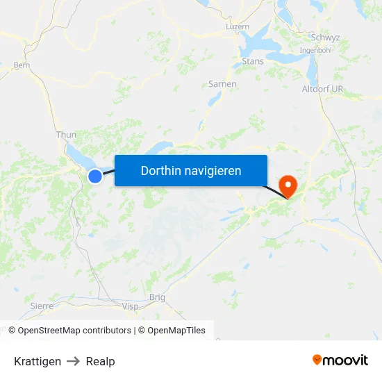 Krattigen to Realp map
