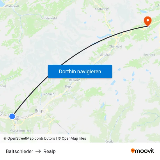 Baltschieder to Realp map