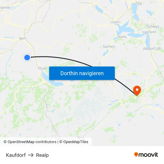 Kaufdorf to Realp map