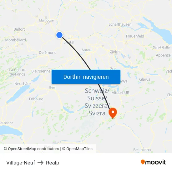 Village-Neuf to Realp map