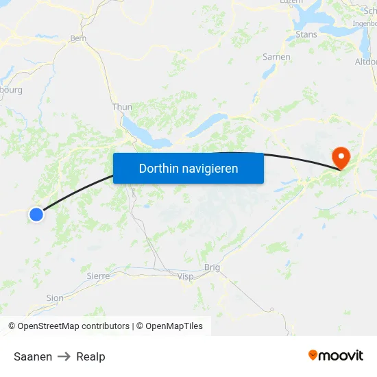 Saanen to Realp map