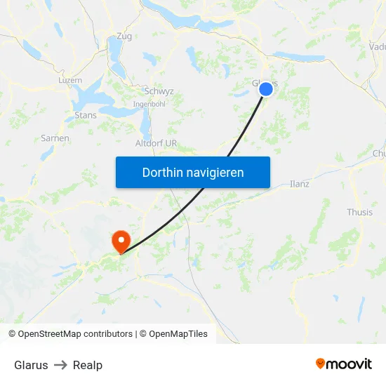 Glarus to Realp map