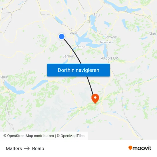 Malters to Realp map