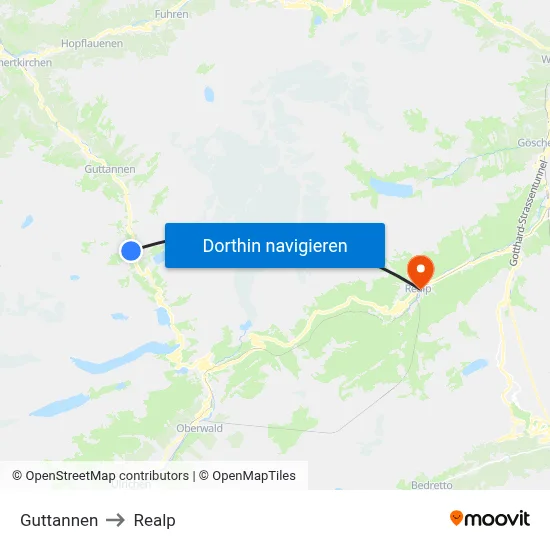 Guttannen to Realp map