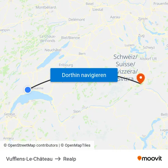Vufflens-Le-Château to Realp map