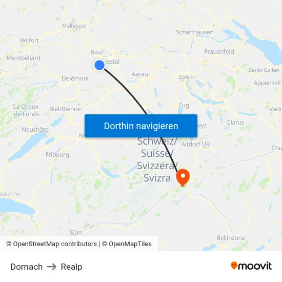 Dornach to Realp map