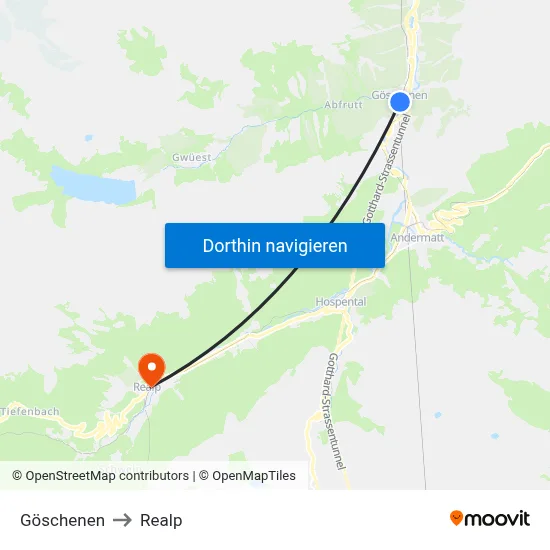 Göschenen to Realp map