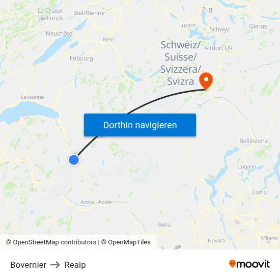Bovernier to Realp map