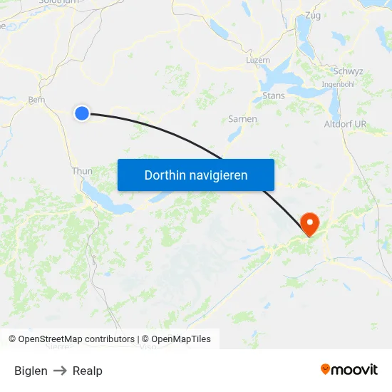 Biglen to Realp map