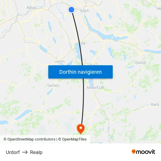 Urdorf to Realp map