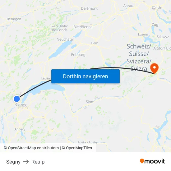 Ségny to Realp map