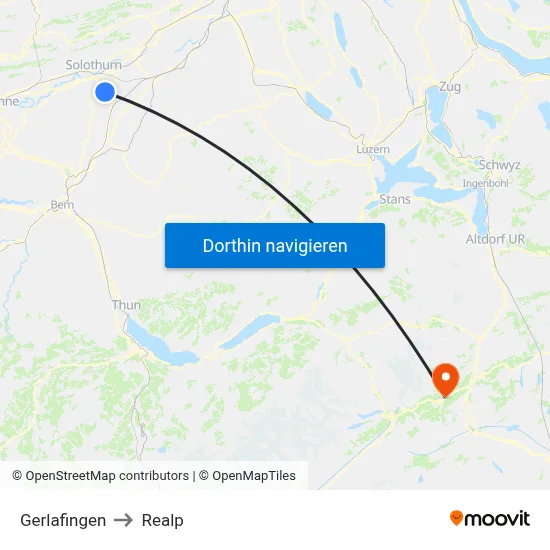 Gerlafingen to Realp map