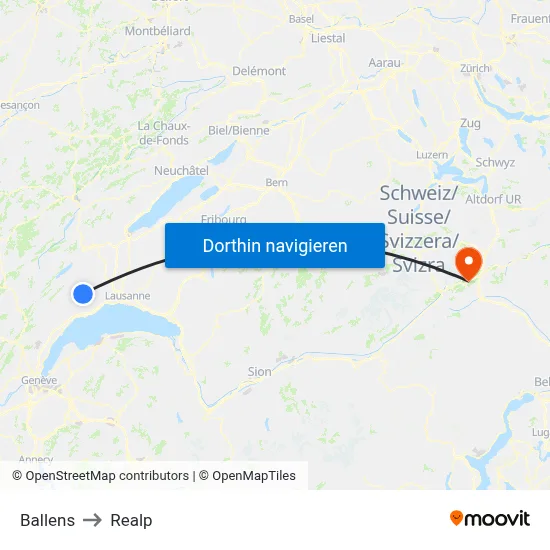 Ballens to Realp map