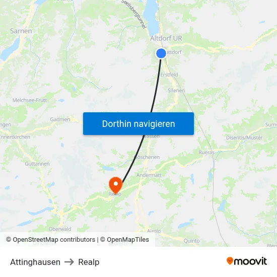 Attinghausen to Realp map