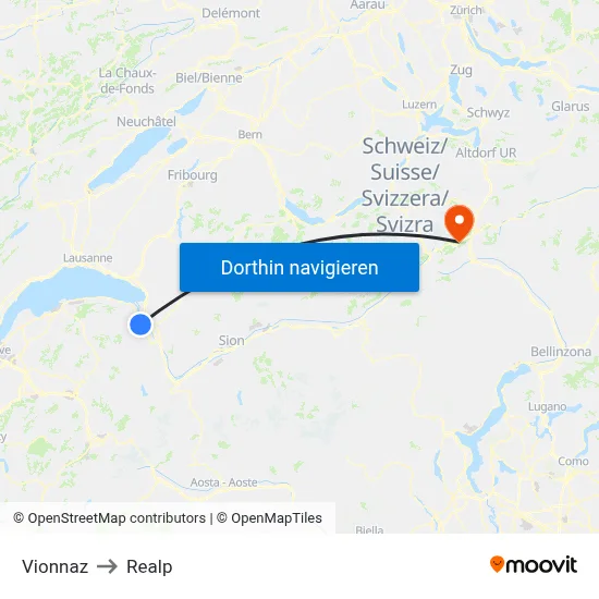Vionnaz to Realp map