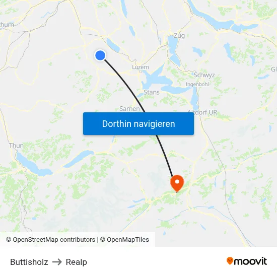 Buttisholz to Realp map