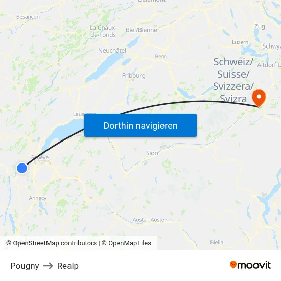 Pougny to Realp map
