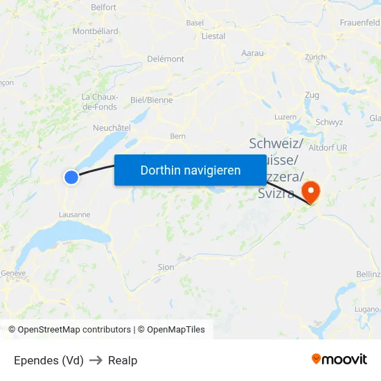 Ependes (Vd) to Realp map