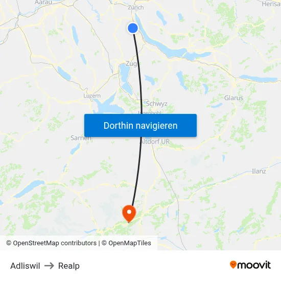 Adliswil to Realp map