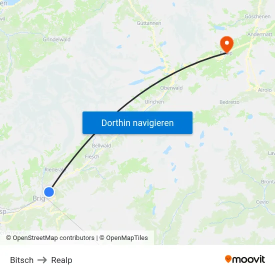 Bitsch to Realp map