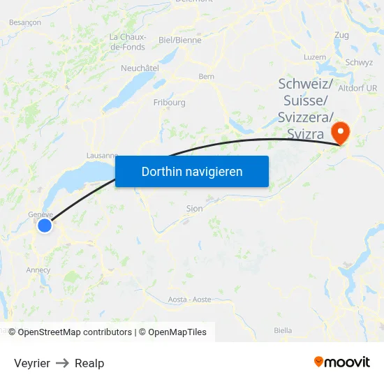Veyrier to Realp map