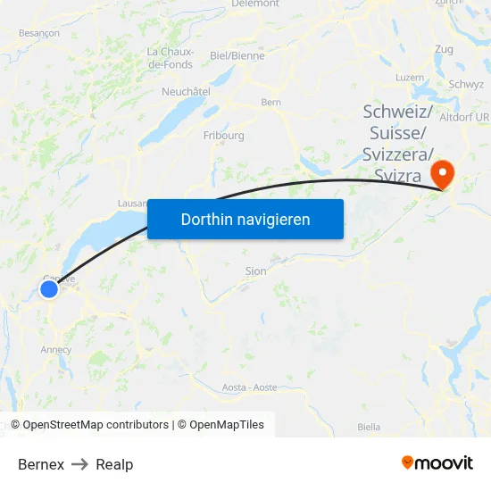 Bernex to Realp map