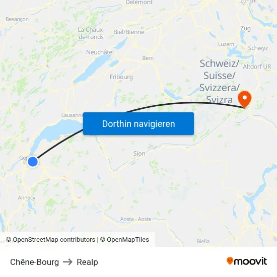 Chêne-Bourg to Realp map