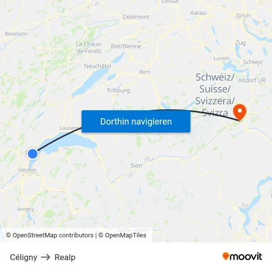 Céligny to Realp map