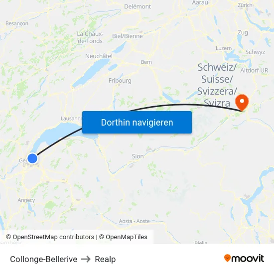 Collonge-Bellerive to Realp map