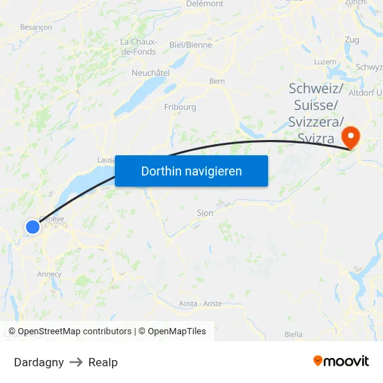 Dardagny to Realp map