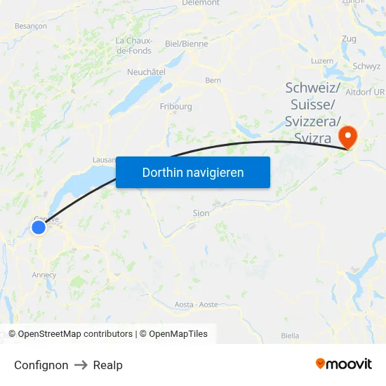Confignon to Realp map