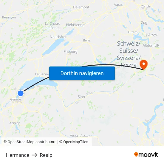 Hermance to Realp map