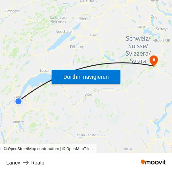 Lancy to Realp map