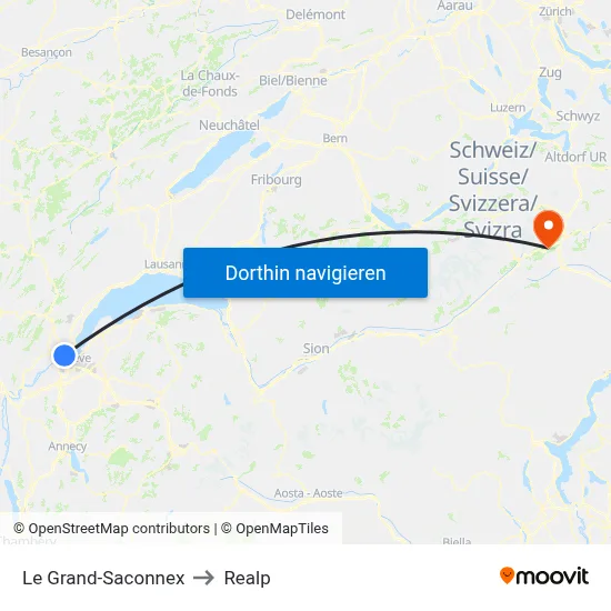 Le Grand-Saconnex to Realp map