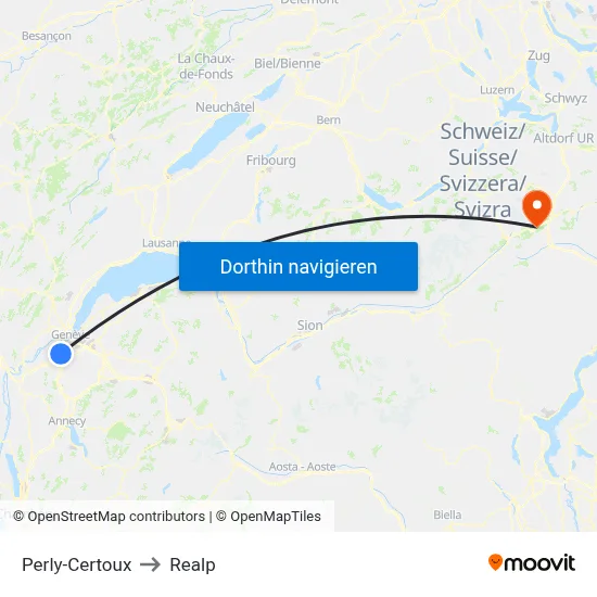 Perly-Certoux to Realp map