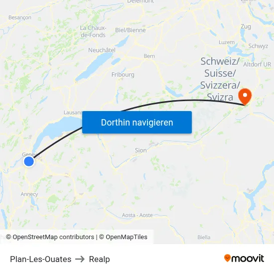 Plan-Les-Ouates to Realp map