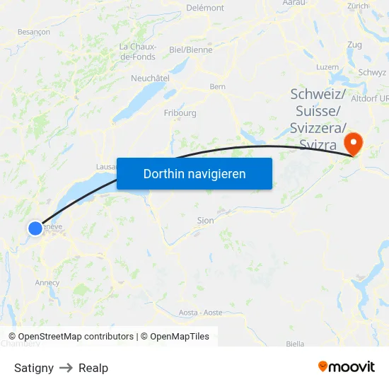 Satigny to Realp map
