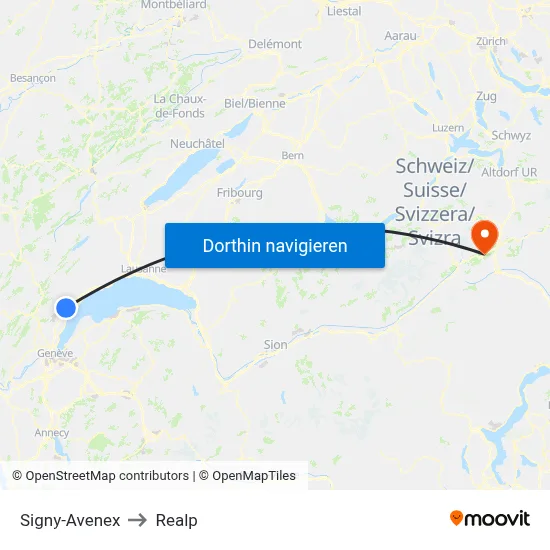 Signy-Avenex to Realp map