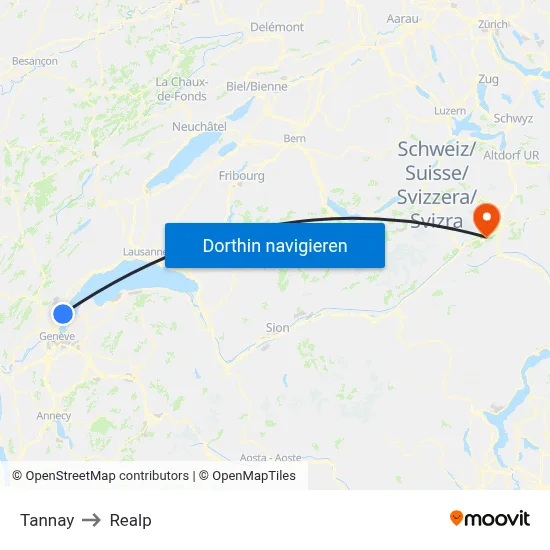 Tannay to Realp map