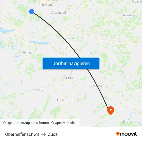 Oberhelfenschwil to Zuoz map