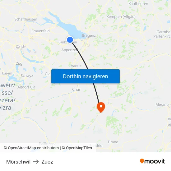 Mörschwil to Zuoz map