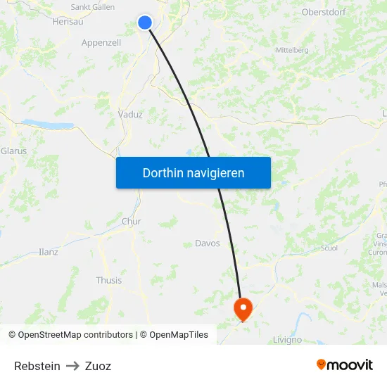 Rebstein to Zuoz map